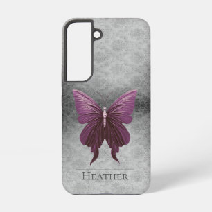 Magenta Jewelled Butterfly Damask Samsung Galaxy Case
