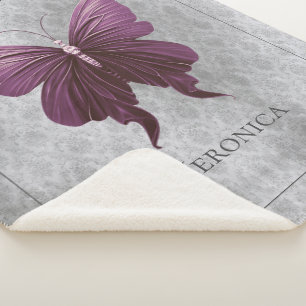 Magenta Jewelled Butterfly Sherpa Blanket