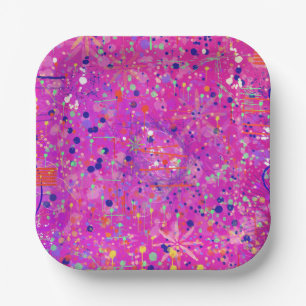 Magenta Jubilee Abstract Print Paper Plate