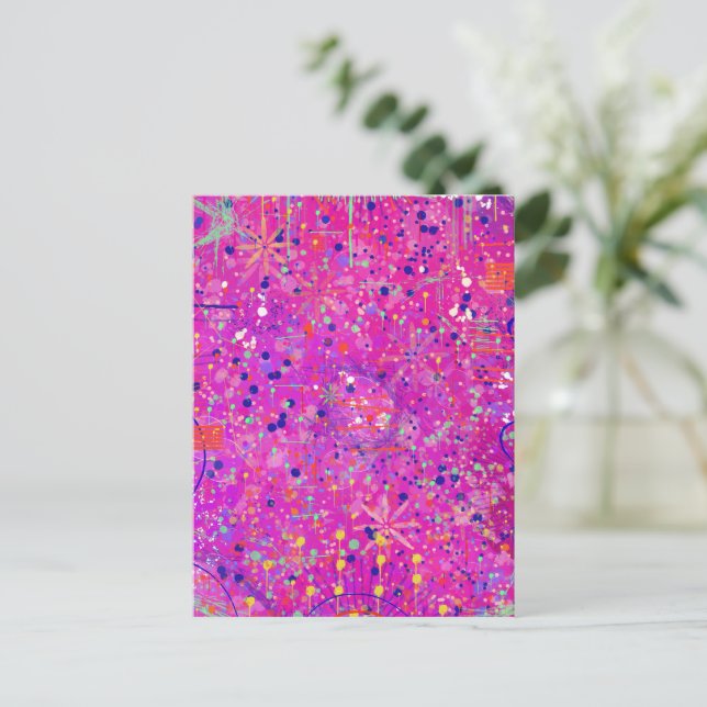 Magenta Jubilee Abstract Print  Postcard (Standing Front)