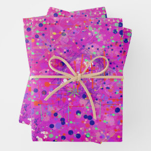 Magenta Jubilee Abstract Print  Wrapping Paper Sheet