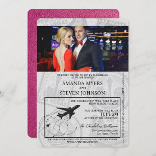 Magenta Las Vegas Passport Wedding Invitation