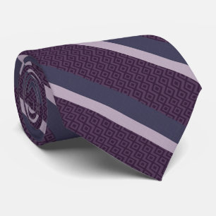 Magenta Lavender Stripes On Mauve Diamond Pattern Tie