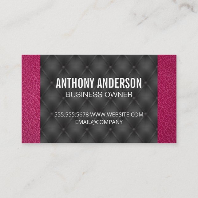 Magenta Leather | Black Upholstered Padding Discount Card (Front)
