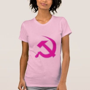 Magenta & Lilac Hammer & Sickle on Women's T-Shirt