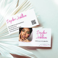 Magenta Lines Photo Signature Script QR Code