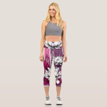 Magenta Lotus flowers in a modern leggings