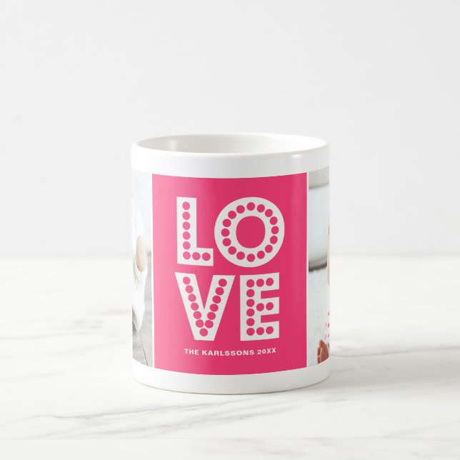Magenta Love Marquee Valentine's Day Custom Photo Coffee Mug (Center)