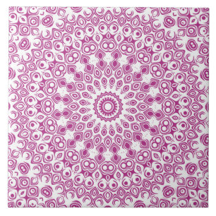 Magenta Mandala Geometric Pattern Ceramic Tile
