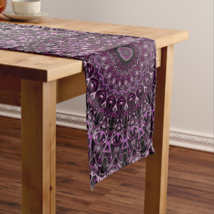 Magenta Mandala Kaleidoscope Medallion Flower Long Table Runner