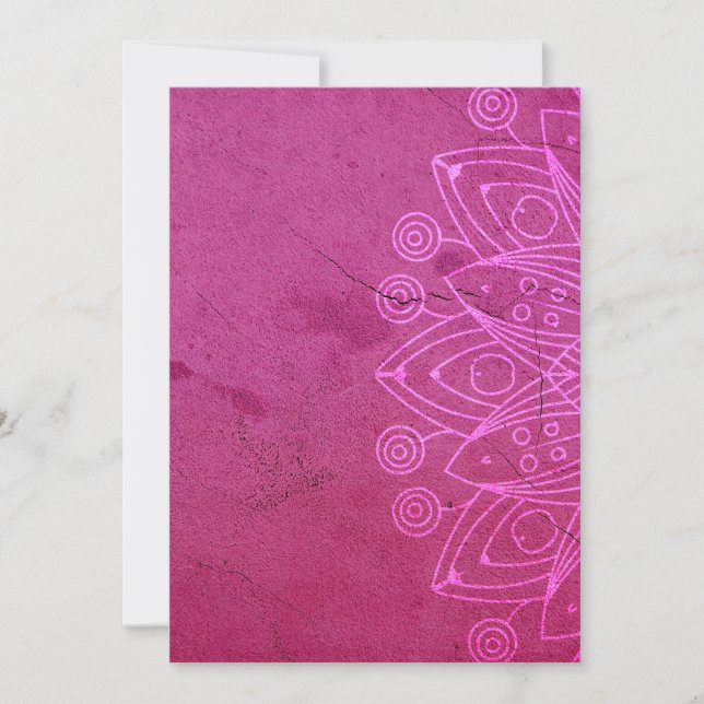 Magenta Mandala Zen Rustic Body Mind Spirit Invitation (Front)