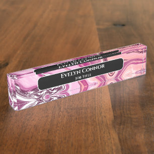 Magenta Marble Classy Modern Personalised   Nameplate