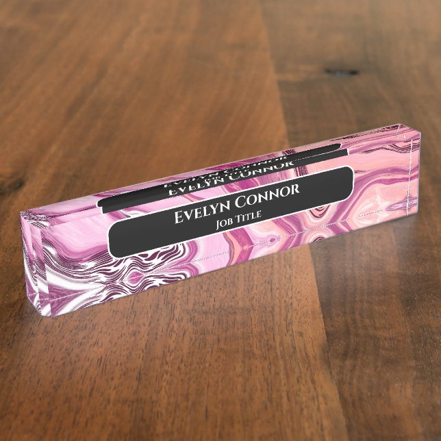 Magenta Marble Classy Modern Personalised   Nameplate (Side)