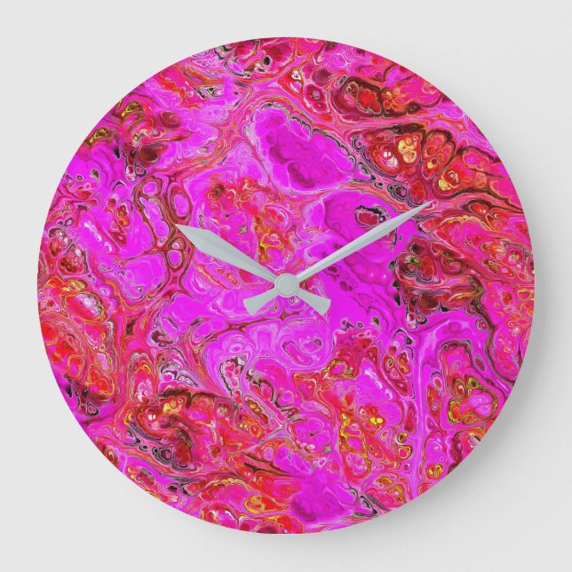 Magenta Marble Swirl Wall Clock (Front)