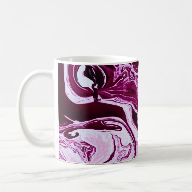 Magenta Marble Texture: Abstract Fluid Art Coffee Mug (Left)
