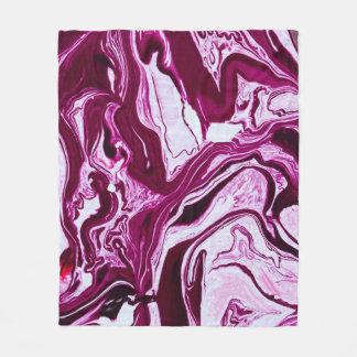 Magenta Marble Texture: Abstract Fluid Art Fleece Blanket