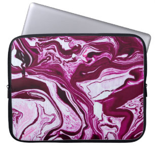 Magenta Marble Texture: Abstract Fluid Art Laptop Sleeve