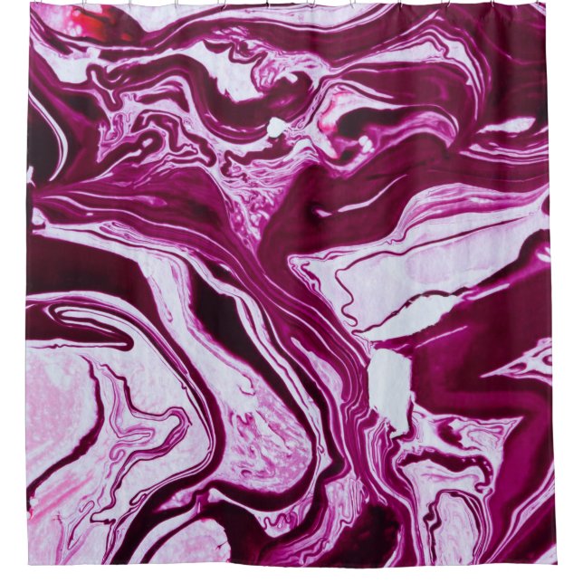 Magenta Marble Texture: Abstract Fluid Art Shower Curtain (Front)