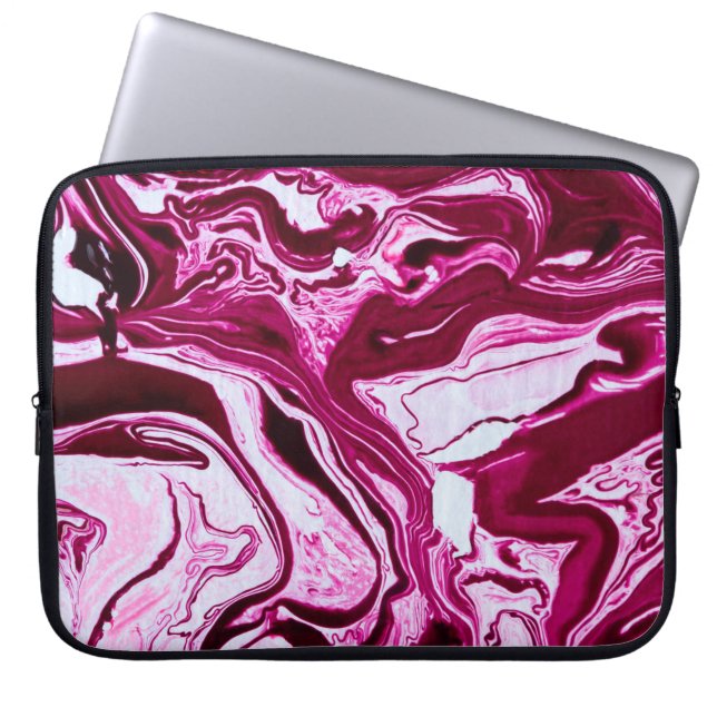 Magenta marble texture laptop sleeve (Front)