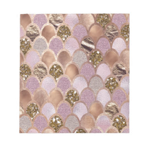 Magenta mermaid scales - turkish delight rose gold notepad