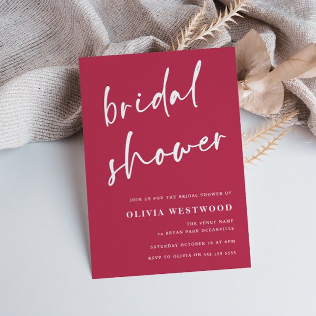 Magenta Minimalist Modern Bridal Shower Invitation (Creator Uploaded)
