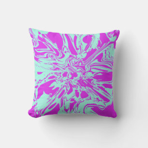 Magenta Mint Swirling Abstract Flower Art Design Cushion