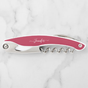 Magenta Monogram Beer Wine Corkscrew Bottle Opener