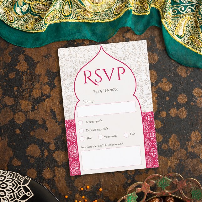 Magenta Moroccan floral rsvp wedding Invitation (Creator Uploaded)