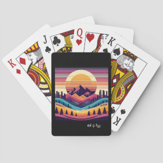Magenta Mountain Sunset Playing Cards
