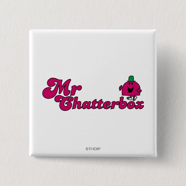 Magenta Mr. Chatterbox Logo 15 Cm Square Badge (Front)