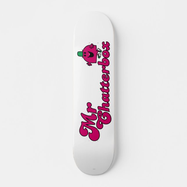 Magenta Mr. Chatterbox Logo Skateboard (Front)