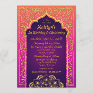 Magenta Orange Bollywood Arabian Nights Invitation