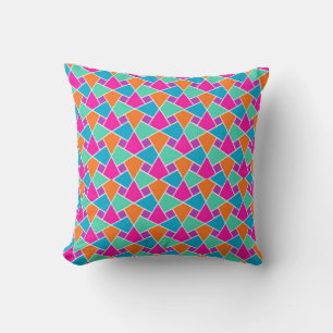 Magenta, Orangem Aqua, Turquoise Islamic Pattern Cushion