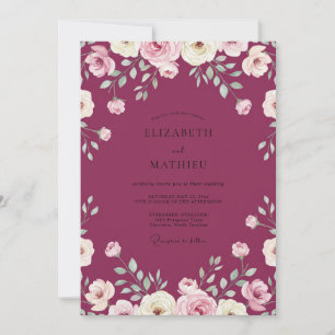 Magenta Painted Bloom Wedding Invitation