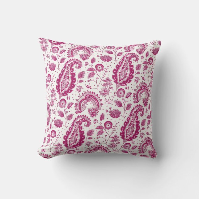 Magenta Paisley Pattern Cushion (Front)