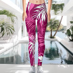 Magenta Palm Leaf Beach and Summer Vacation Leggings<br><div class="desc">Get ready to hit the beach this summer with Shy Shy Panda's Magenta Palm Leaf Leggings. Perfect to get heads turning as soon as you arrive, these trendy bottoms combine purplish-red and magenta colours with a white and modern palm leaf illustration to create an eye-catching design that won't soon be...</div>