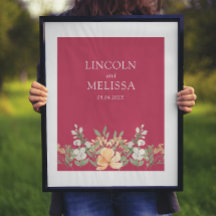 Magenta, Peach and White Floral Wedding Couple