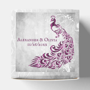 Magenta Peacock Leaf Vine Wedding Favour Box