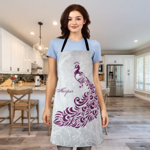 Magenta Peacock Personalise Print Apron