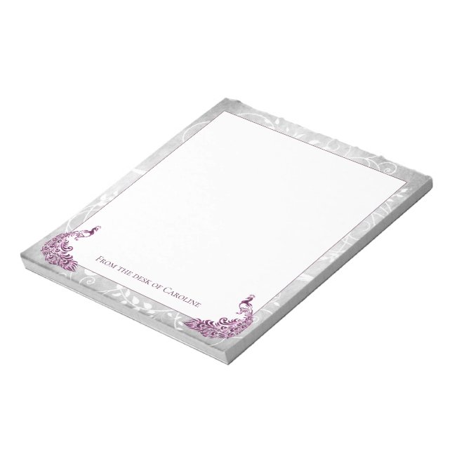 Magenta Peacocks Notepad (Rotated)