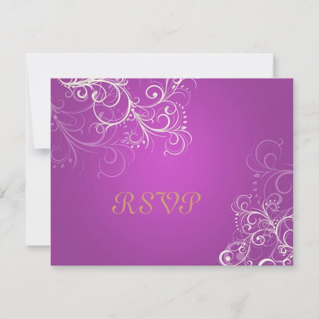 Magenta/Pearl swirls RSVPs require 5x7 invitations (Front)
