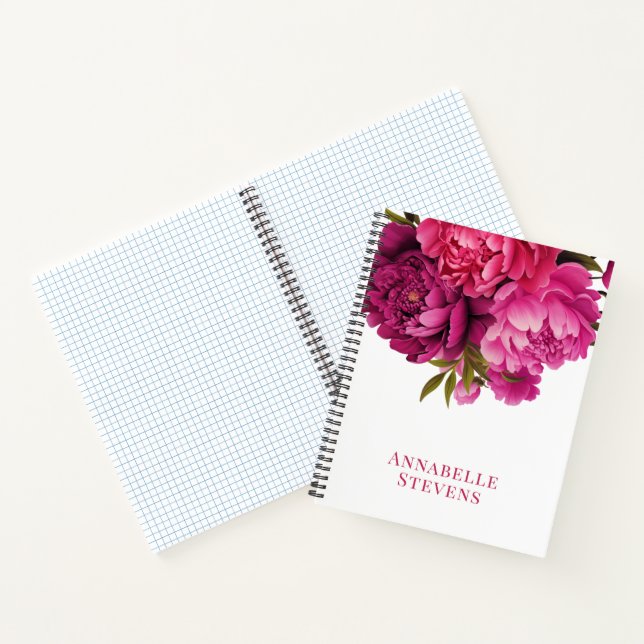 Magenta Peony Floral  Notebook (Inside)