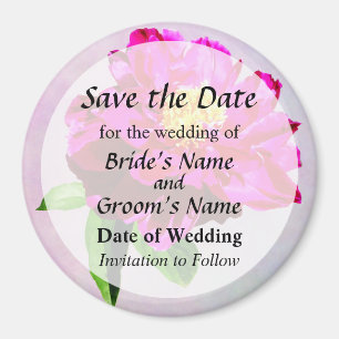 Magenta Peony in Sunshine Save the Date Magnet