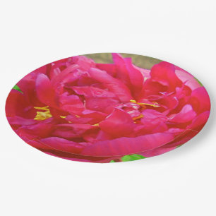 Magenta Peony Petals-Paper Party Plates