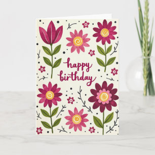 Magenta Petal Birthday Card