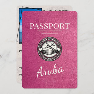 Magenta Pink Aruba Passport Save The Date