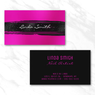 Magenta Pink Blur Black Brush Strokes Business Card