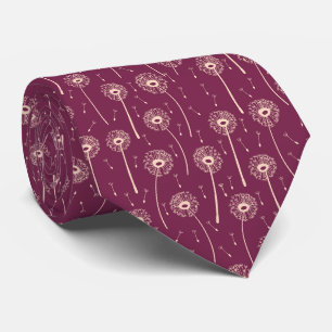 Magenta pink bohemian dandelions pattern tie