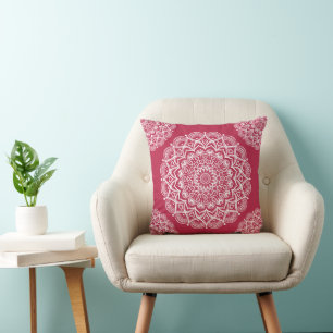 Magenta Pink Boho Mandala Cushion