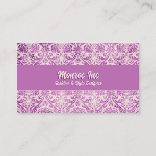 Magenta Pink Damask Business Card